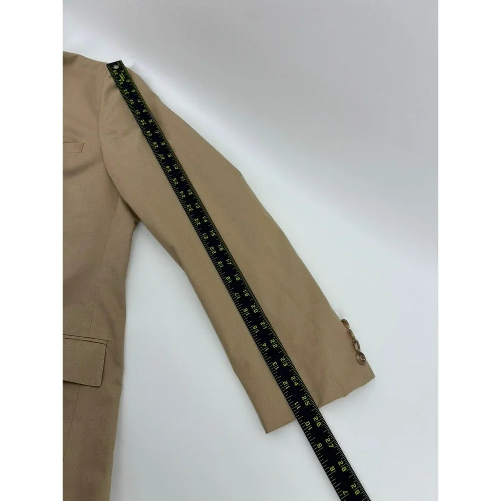 J Crew Crosby Blazer 46L Tan Khaki Cotton Sport Coat Bemberg Lined Jacket